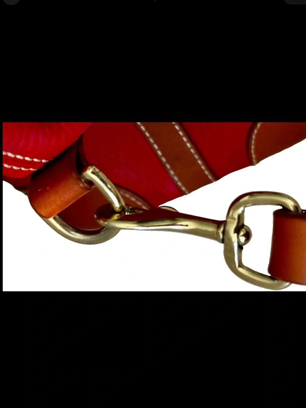 Dooney Bourke Vtg Large Domed Red Leather Satchel/Handbag w/Leather Trim & Strap